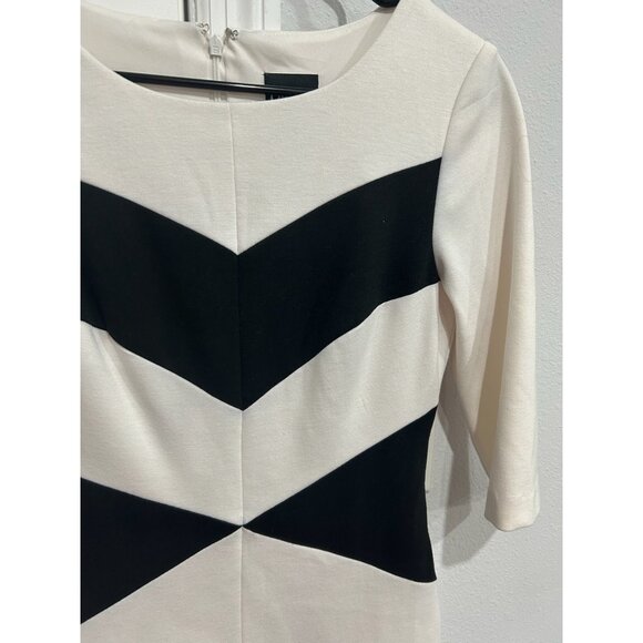 Dress by Jax Black and White Colorblock Sheath with Three Quarter Sleeves SZ 6 - Picture 4 of 10